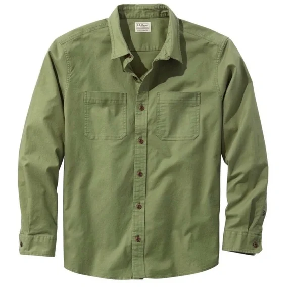 LL Bean BeanFlex® Twill Shirt, Traditional Untucked Fit, Long-Sleeve S REG Green - Picture 11 of 12